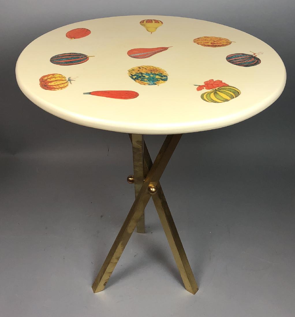 PIERO FORNASETTI Labeled Tripod Side Table. Lacqu (1 of 9)