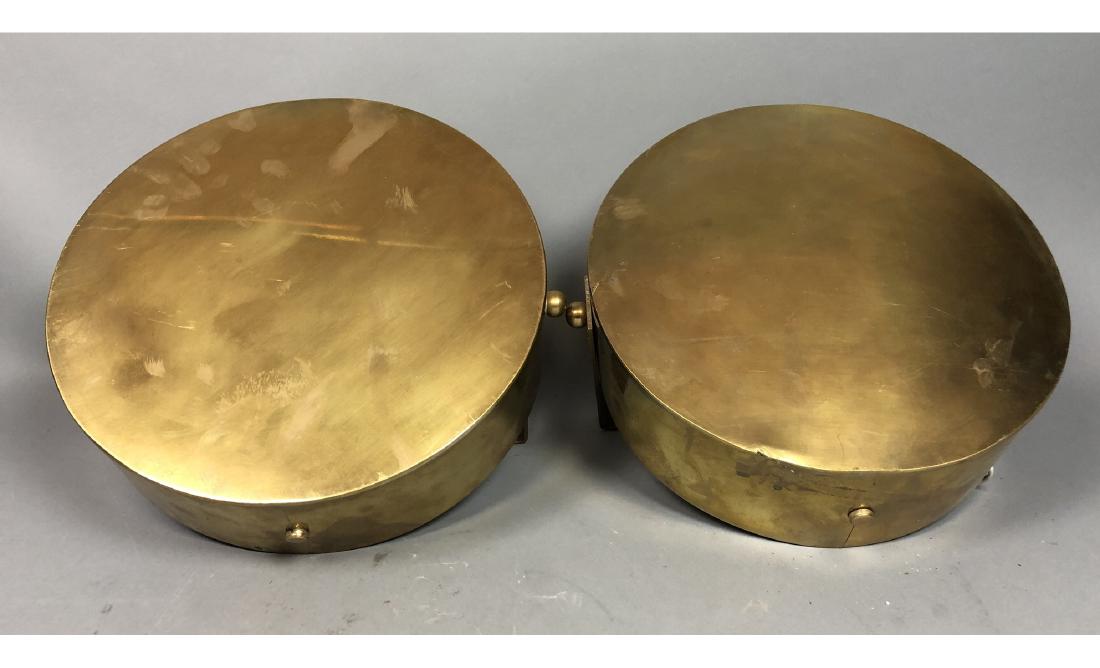 Pr Modernist Brass Wall Light Sconces. Round deep (1 of 14)