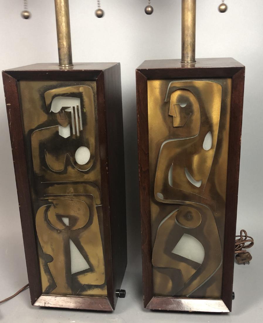 Pr Mid Century Modern Sculptural Metal Table Lamp (1 of 8)