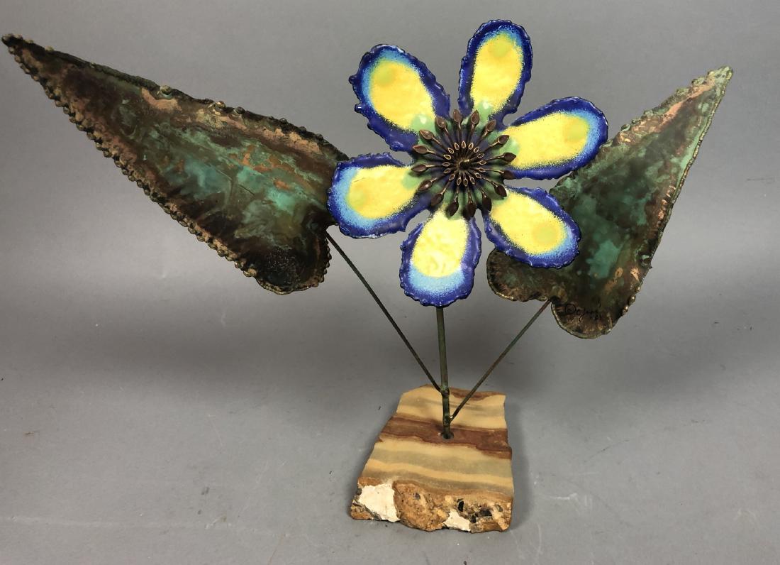 Signed C. JERE Enameled Modernist Flower Sculptur (1 of 12)