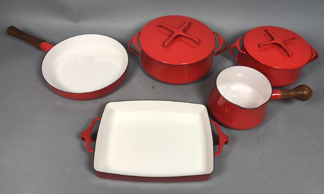 5 pcs Dansk enamel pots - Red Enamel. (1 of 11)