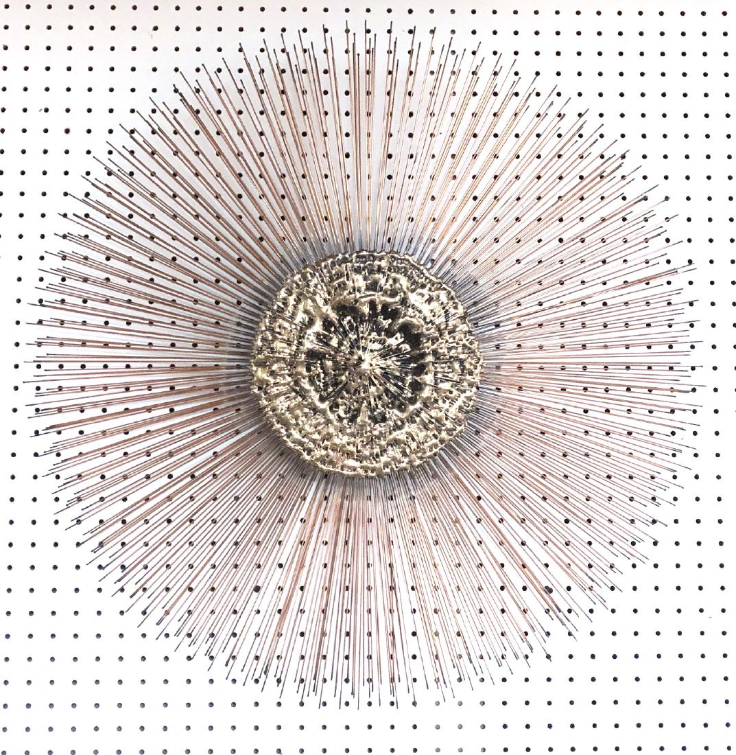 Brutalist Copper Mixed Metal Sunburst Wall Sculpt (1 of 8)