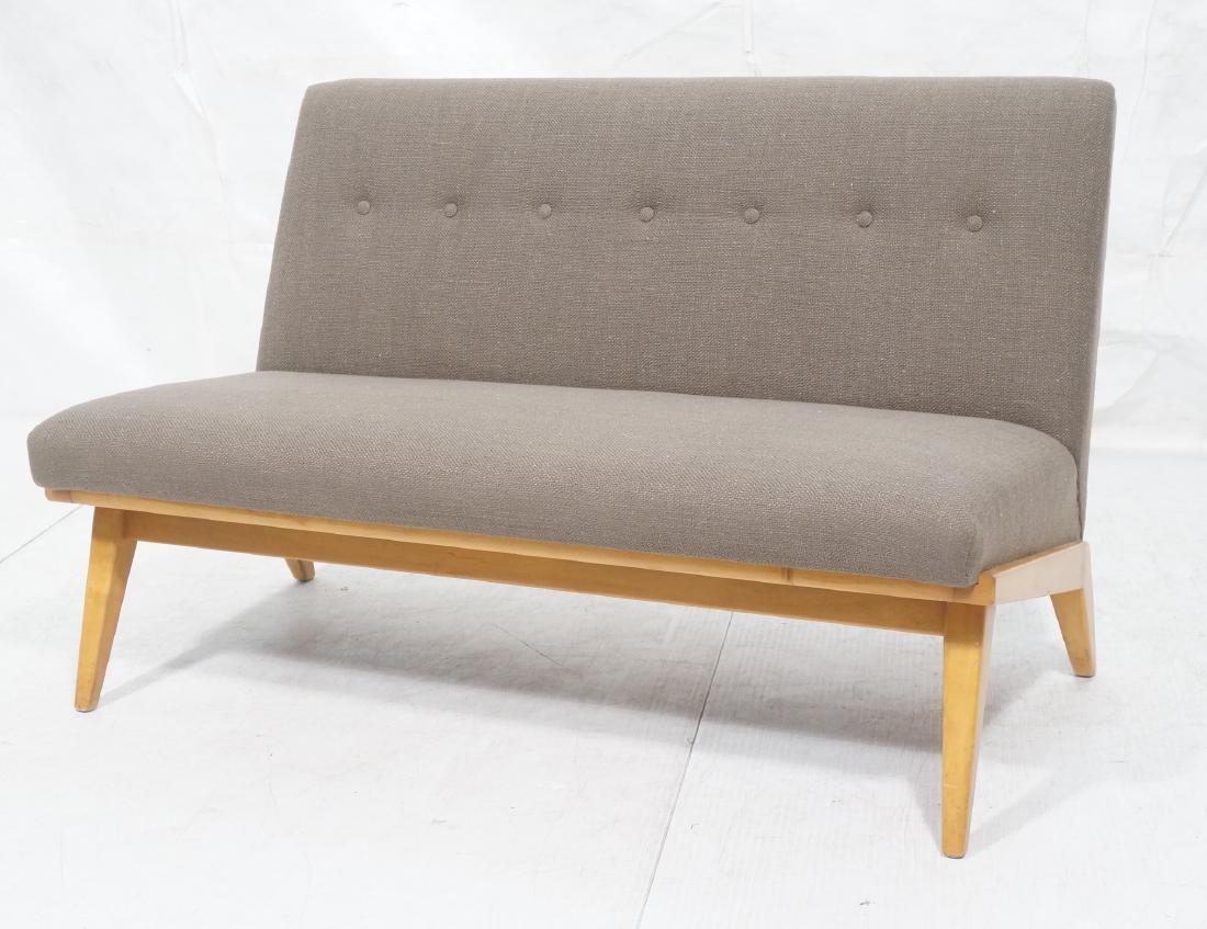 JENS RISOM Blond Wood Modernist Settee Loveseat. (1 of 8)