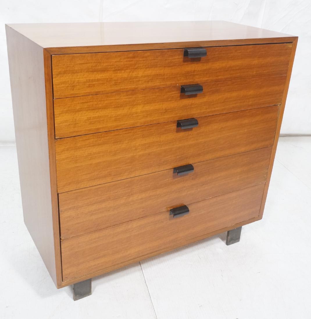 GEORGE NELSON for HERMAN MILLER Modern Dresser. 5: GEORGE NELSON for HERMAN MILLER Modern Dresser. 5 drawer chest. Ebonized metal pulls and ebonized wood legs. Foil label.-- Dimensions: H: 39.5 inches: W: 40 inches: D: 19 inches ---