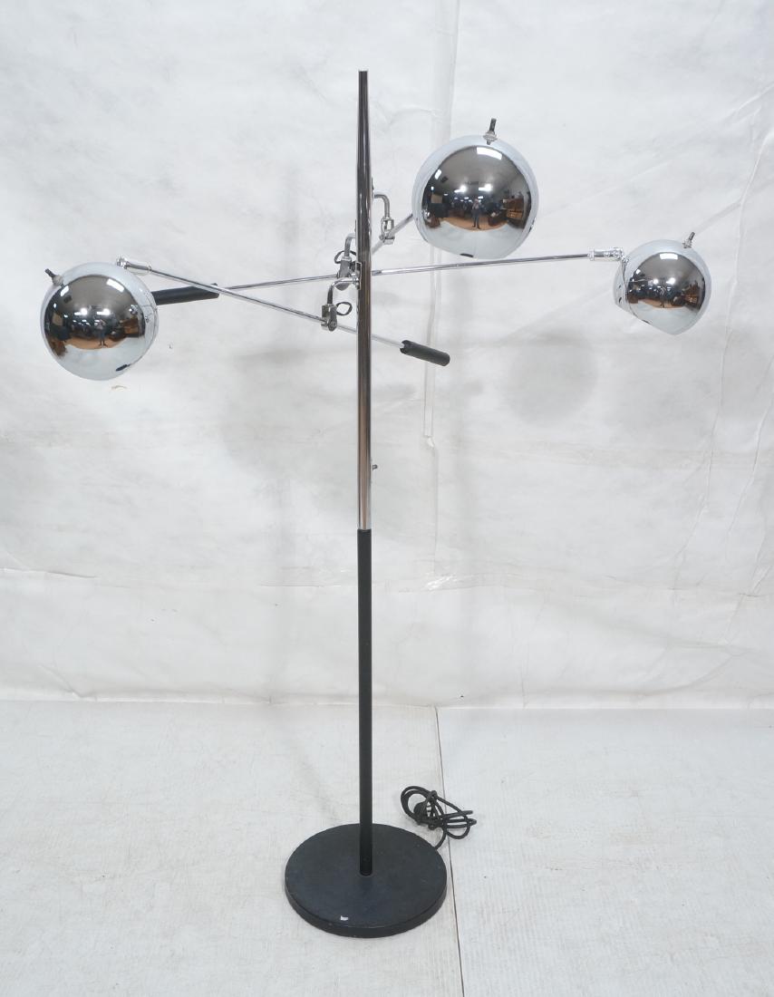 SONNEMAN Modernist 3 Chrome Arm Floor Lamp. Black (1 of 7)