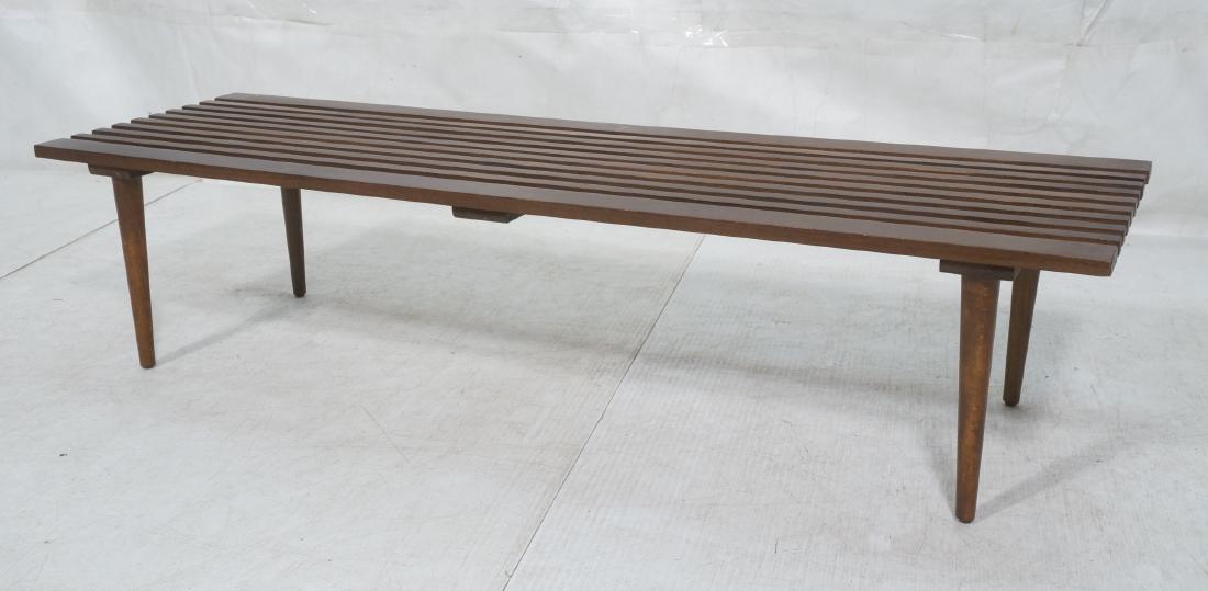 Modernist Slat Coffee Table Bench Tapered Wood Le (1 of 9)