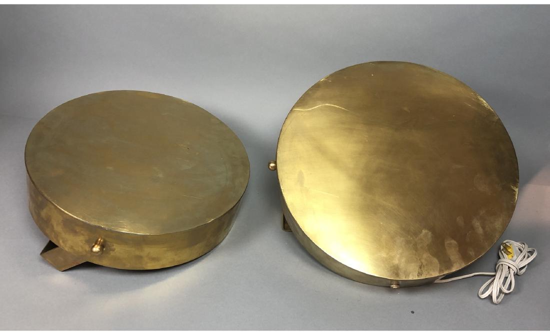 Pr 60s Modernist Brass Disc Wall Sconces. Deep wa (1 of 6)