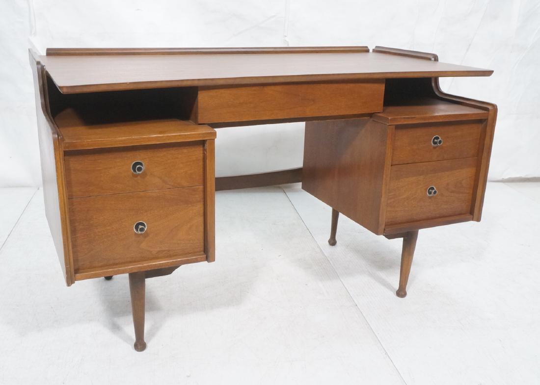 HOOKER Modernist Walnut Writing Desk. Concave can (1 of 10)