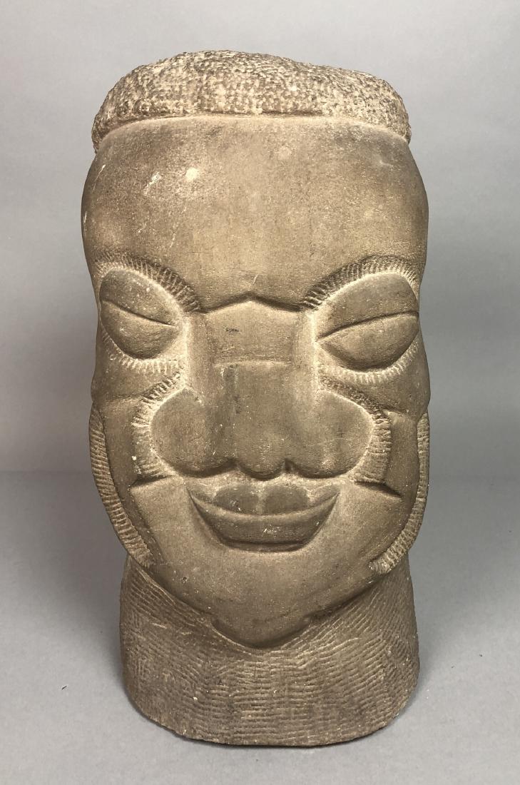 Large Heavy Carved Stone Bust. Figural modernist (1 of 9)