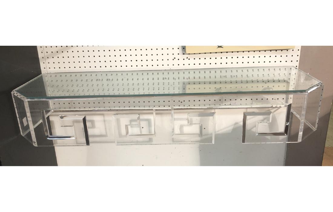 Modernist Lucite Glass Wall Mounted Shelf Table. (1 of 6)
