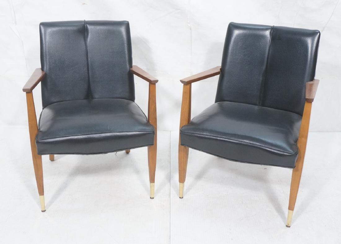 Pr Jens Risom Style Walnut Arm Lounge Chairs. Bla (1 of 14)