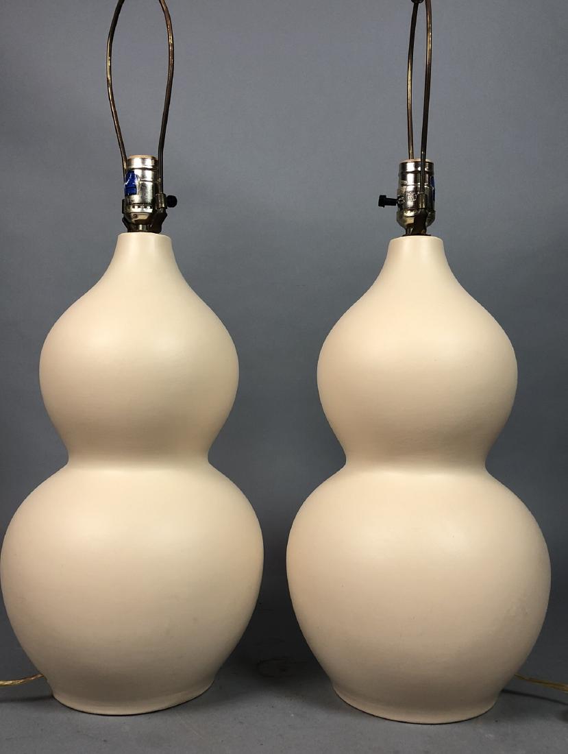 Pr Modernist Beige Gourd Form Table Lamps. (1 of 5)