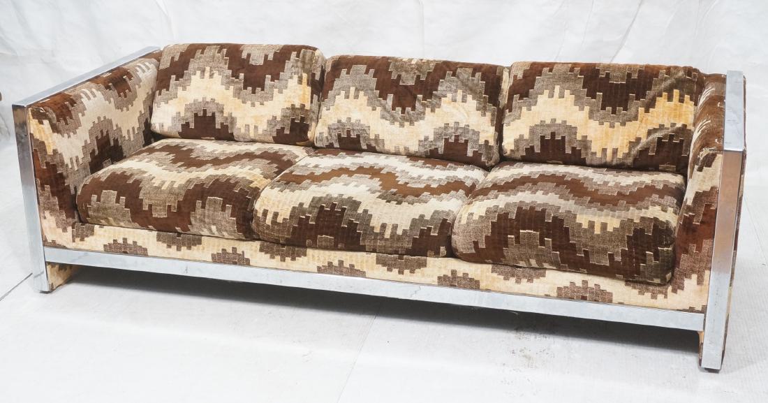 SELIG of MONROE Chrome Frame Modernist Sofa. Wide (1 of 12)