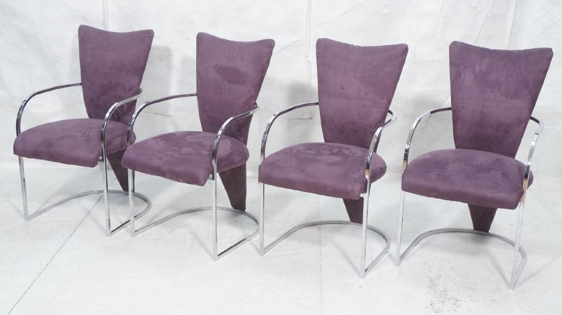 Set 4 DIA Chrome Frame Purple Dining Chairs Curve (1 of 9)