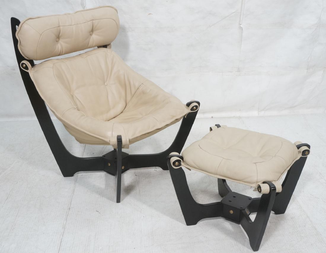 ODD KNUTSEN "Luna" Sling Lounge Chair Ottoman. Eb (1 of 10)