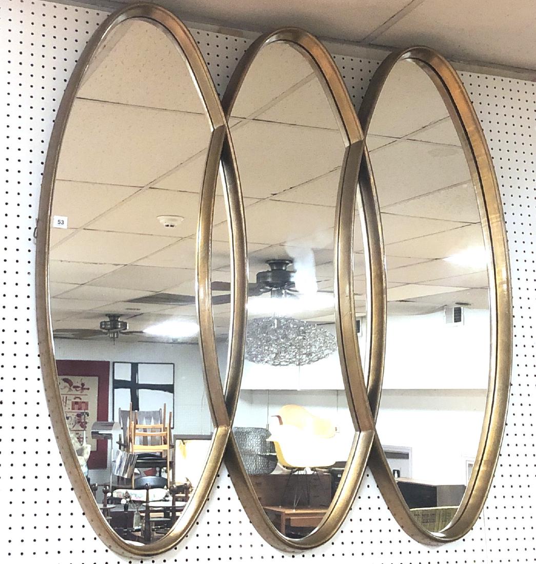 3 Section Gilt Wood Modernist Wall Mirror. 3 elon (1 of 3)