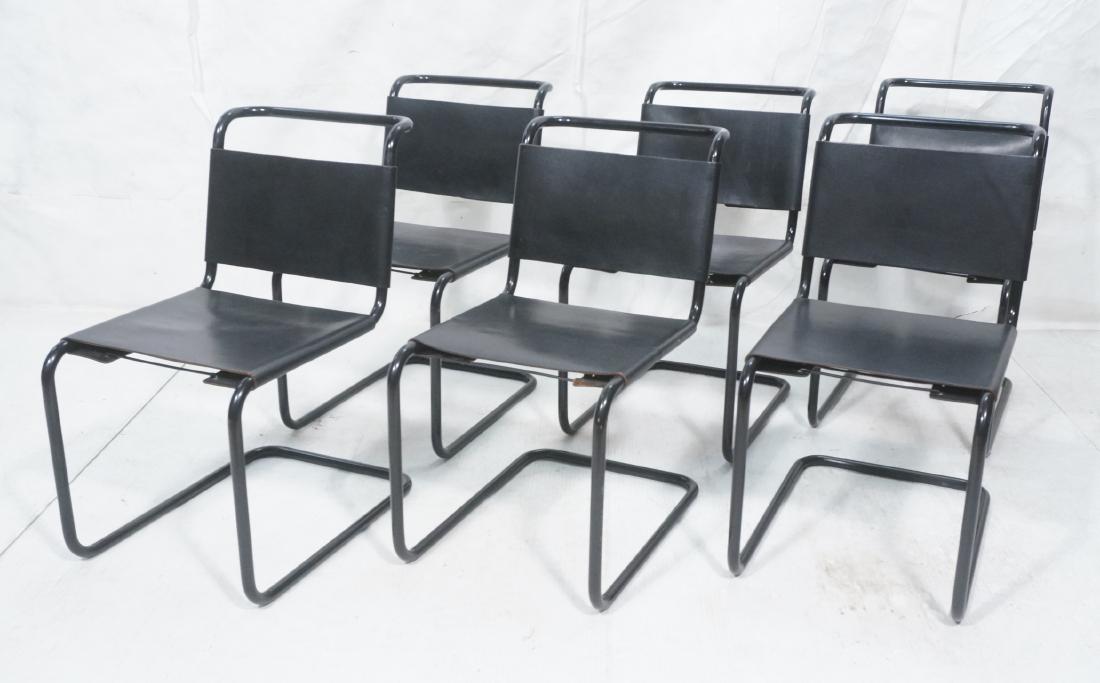 Set 6 PALAZZETTI Italian Modern Black Leather Cha (1 of 11)