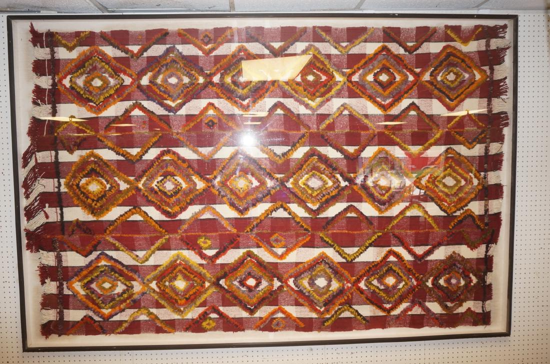 Lg Framed Moroccan Textile Tapestry. Red and whit (1 of 8)
