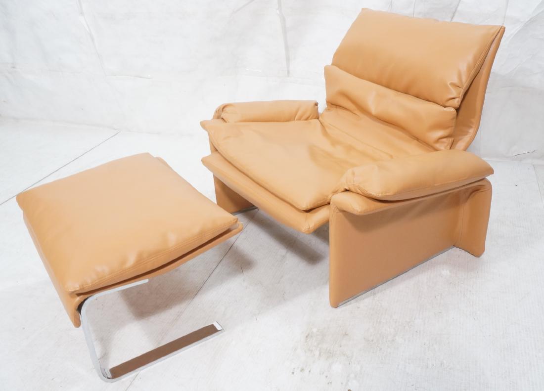 SAPORITI Italia Leather Chrome  Lounge Chair & O (1 of 10)
