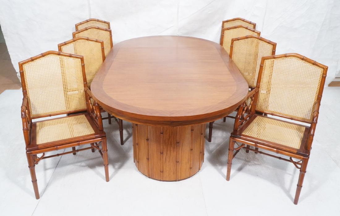 9 pc Dining Room Set. 8 Carved Wood Faux Bamboo D (1 of 17)