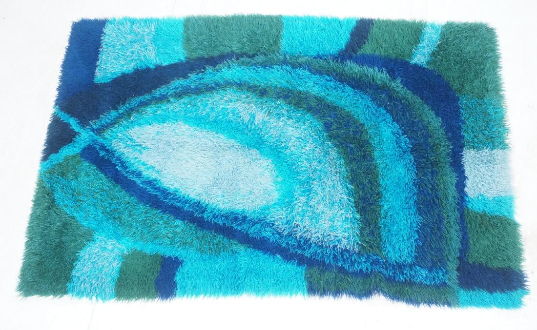 6'6" x 4'7" Blue Mid Century Modern Shag Carpet R (1 of 7)