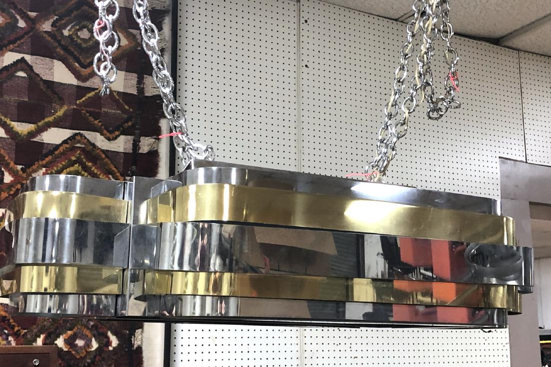 Paul Evans Style Chandelier Brass and Chrome Band (1 of 7)