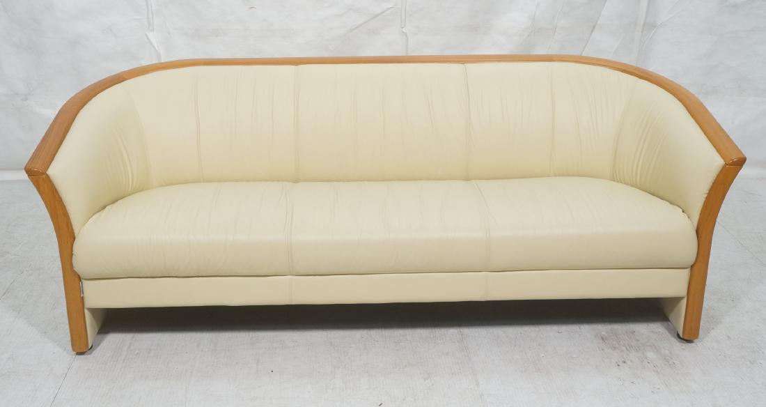 J.E. EKORNES Off White Leather Modernist Sofa Cou (1 of 6)