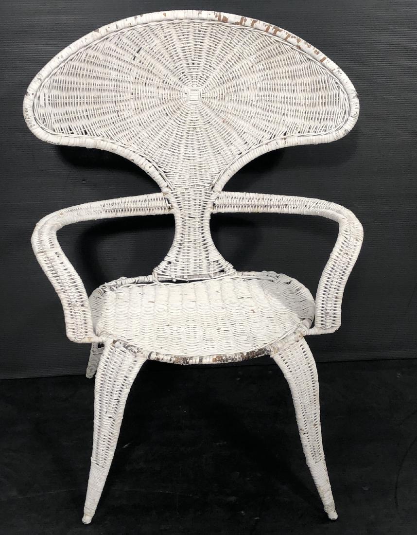 French style WICKER WRAPPED IRON CHAIR. FAN BACK (1 of 7)