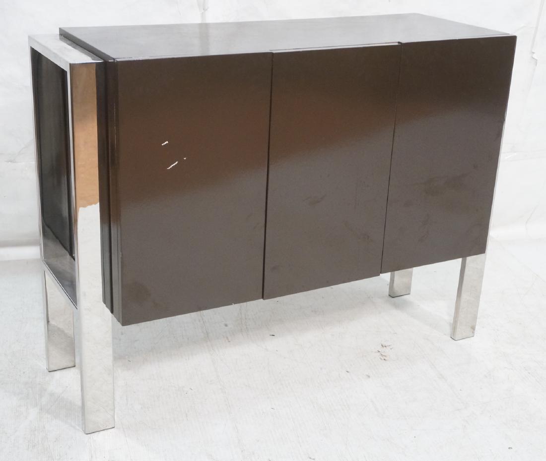 Cy Mann Style Modernist Server Cabinet Console. F: Cy Mann Style Modernist Server Cabinet Console. Flat chrome legs. -- Dimensions: H: 36.5 inches: W: 48 inches: D: 17 inches ---