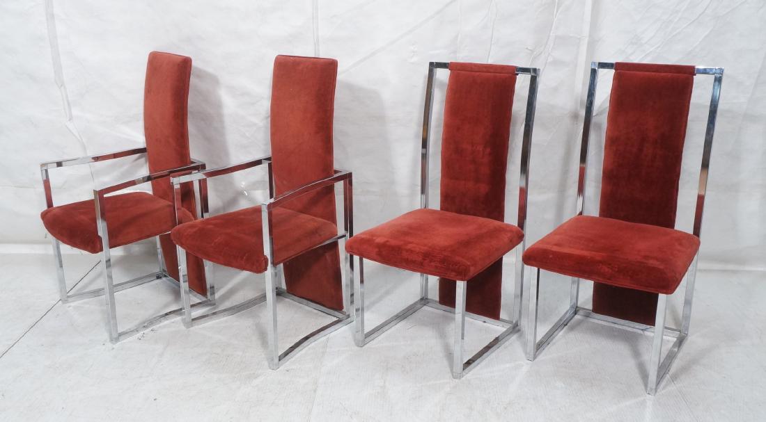 4 Milo Baughman Style Heavy Chrome Frame Chairs. (1 of 9)