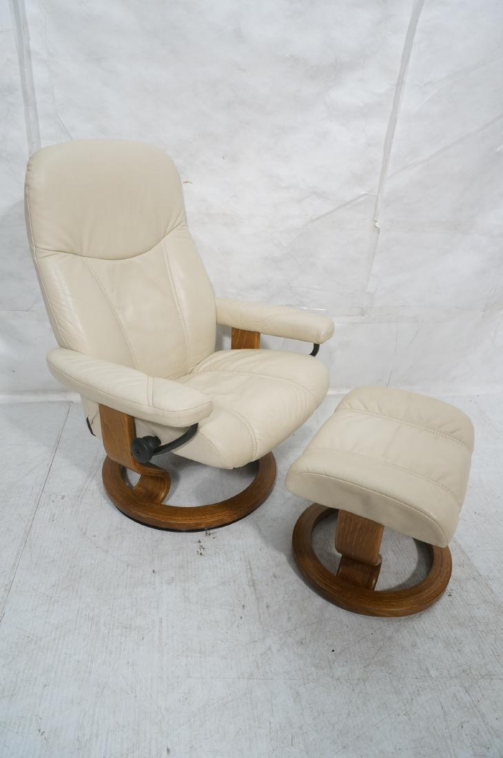 Stressless EKORNES White Leather Reclining Chair (1 of 6)