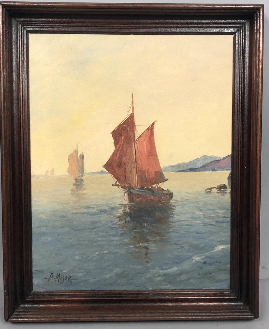 B. MAJOR Vintage Marine Sailboat Painting. Signed (1 of 8)
