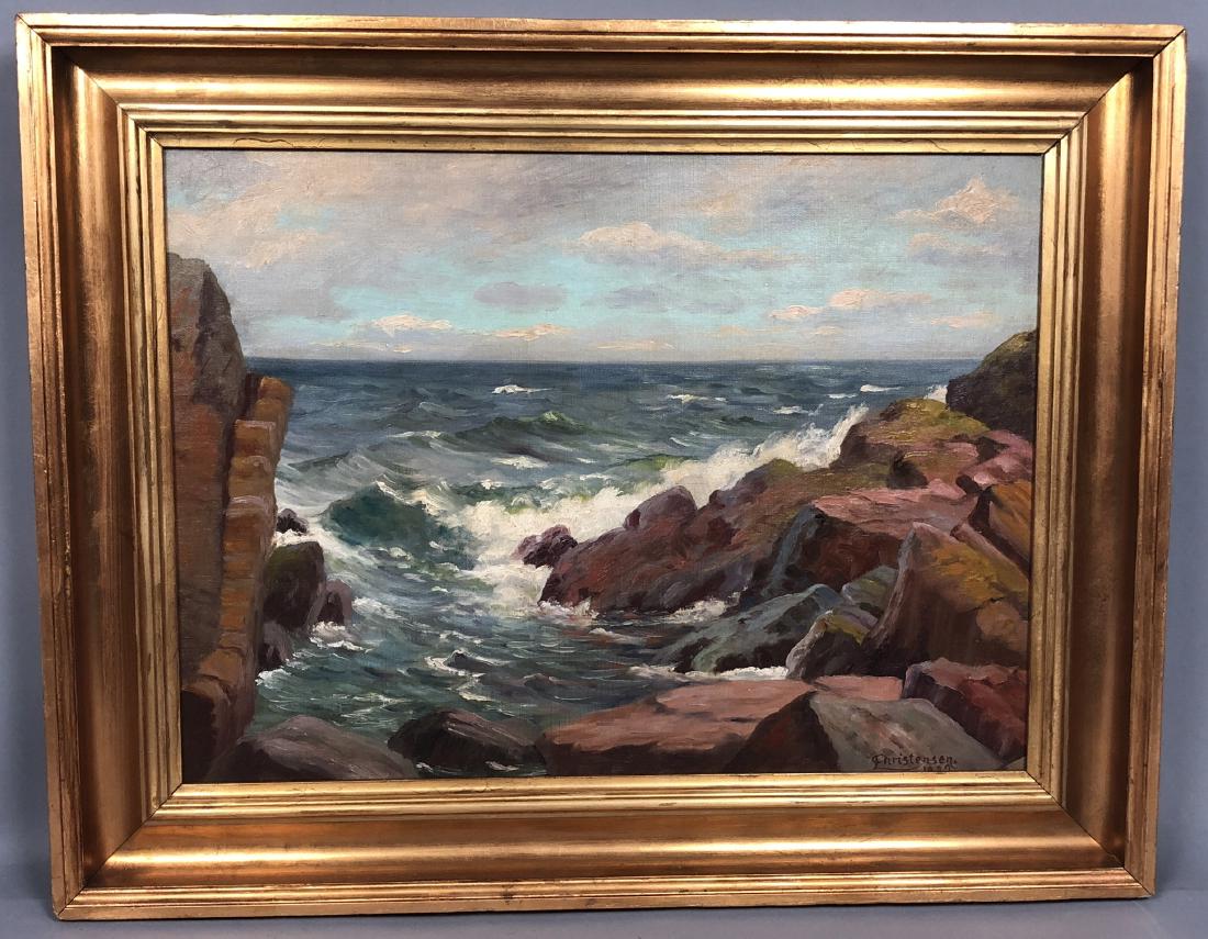 ETHEL LENORA CHRISTIENSEN Seascape Oil Painting. (1 of 11)