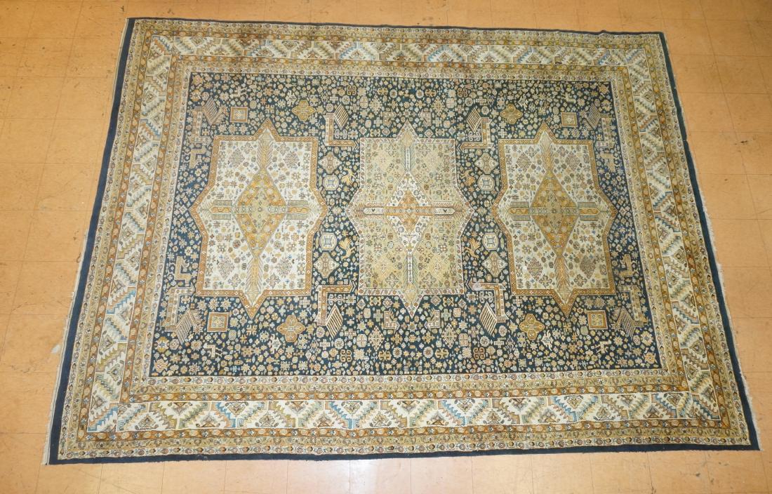 11'10" X 8'9" Oriental Rug Carpet. Blue, tan and (1 of 8)