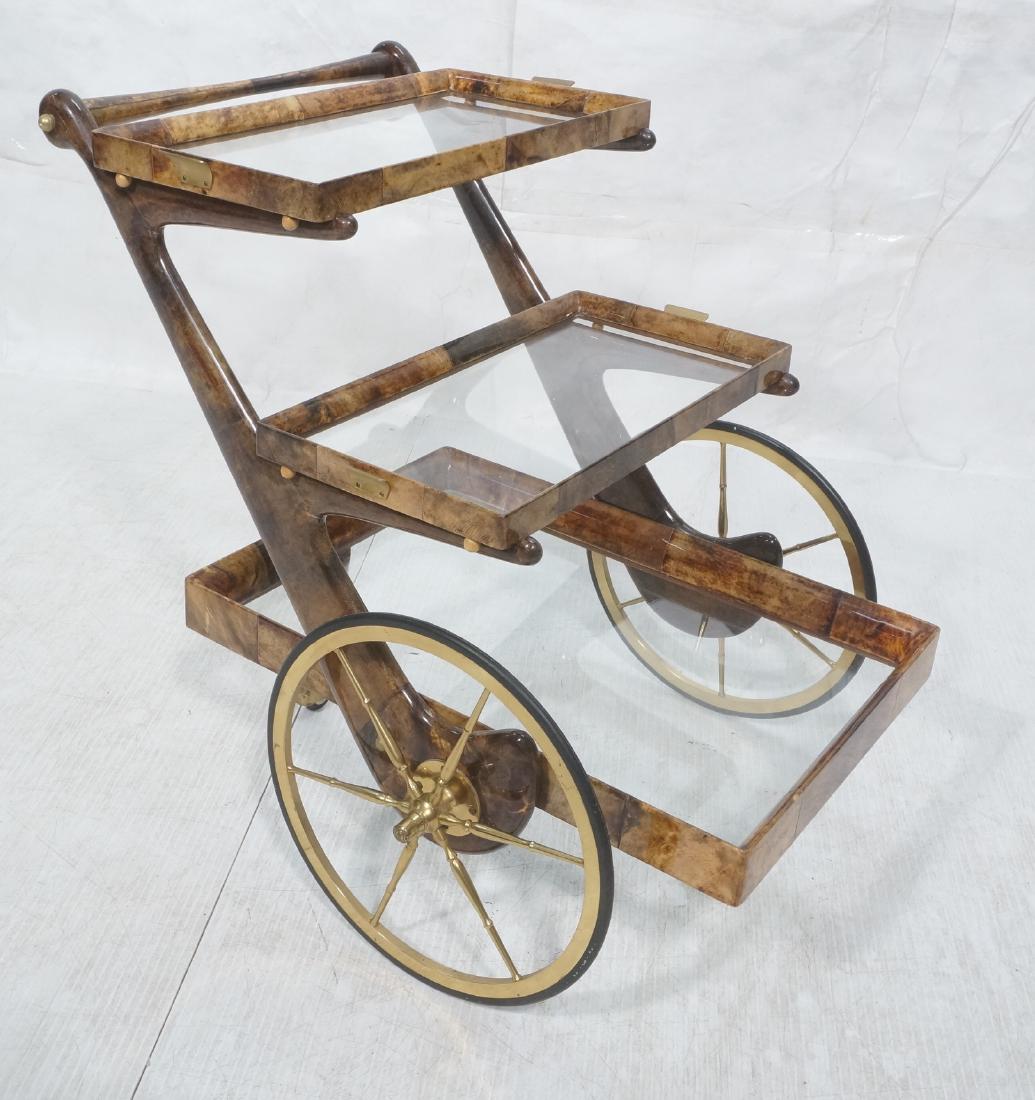 ALDO TURO Laminated Goatskin Rolling Bar Tea Cart (1 of 11)