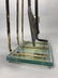 Modernist Brass & Glass Fireplace Tool Set. Thick - 6