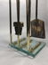 Modernist Brass & Glass Fireplace Tool Set. Thick - 7