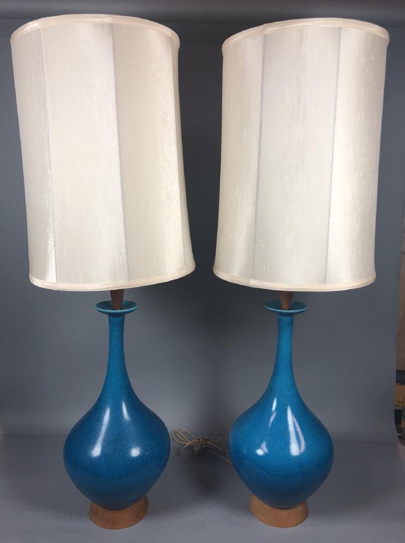 Pr Modernist Rich Turquoise Glazed Table Lamps. E (1 of 14)