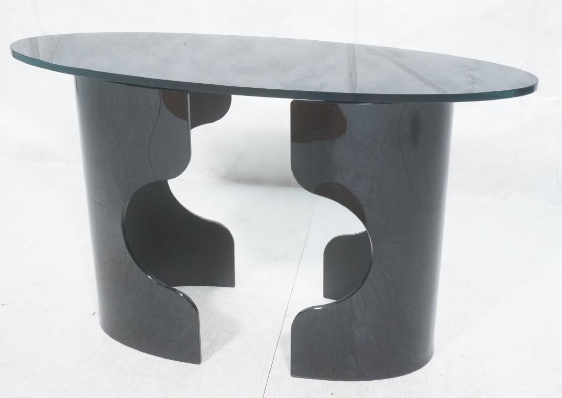 Modernist Black Glass Pedestal Base Hall Sofa Tab (1 of 8)