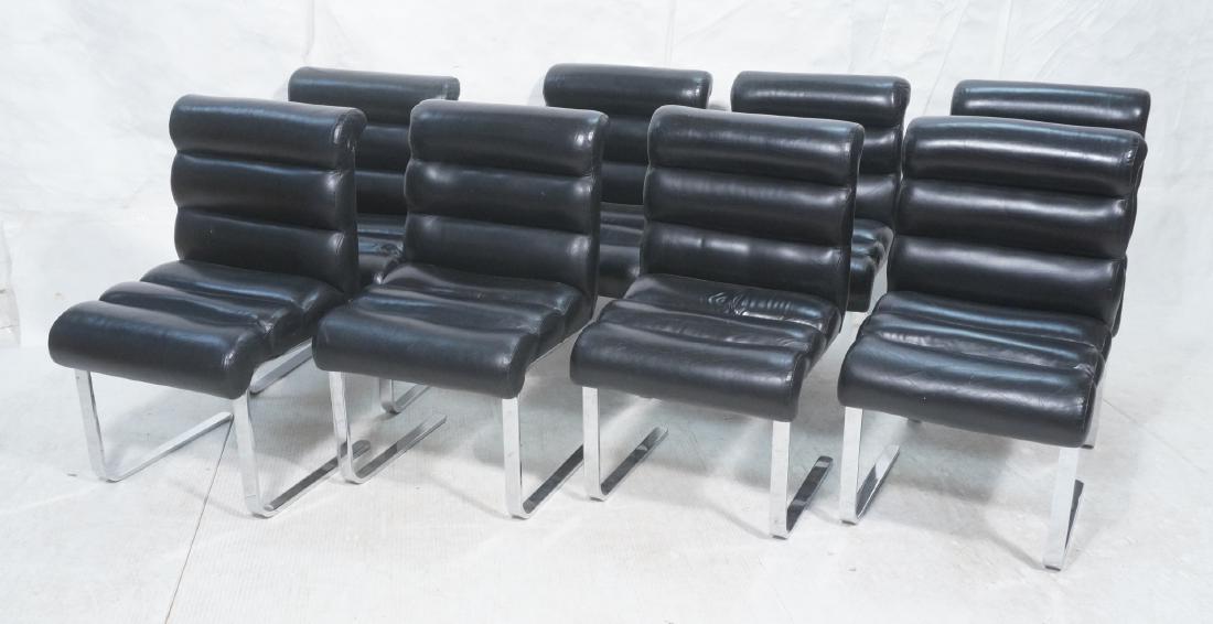 Set 8 Modernist Chrome Frame Dining Chairs. Black (1 of 13)