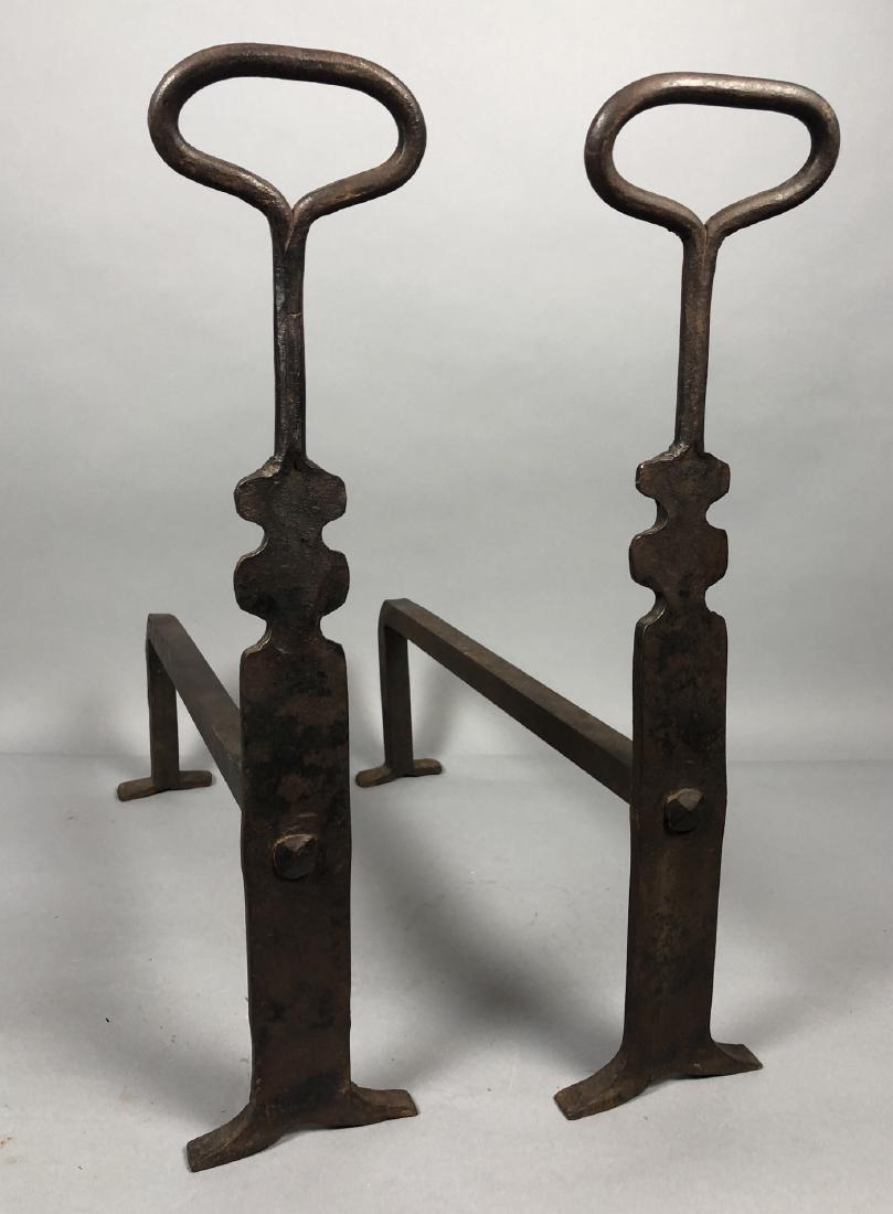 Pr Heavy Iron Modernist Andirons. Clean simple fo (1 of 7)