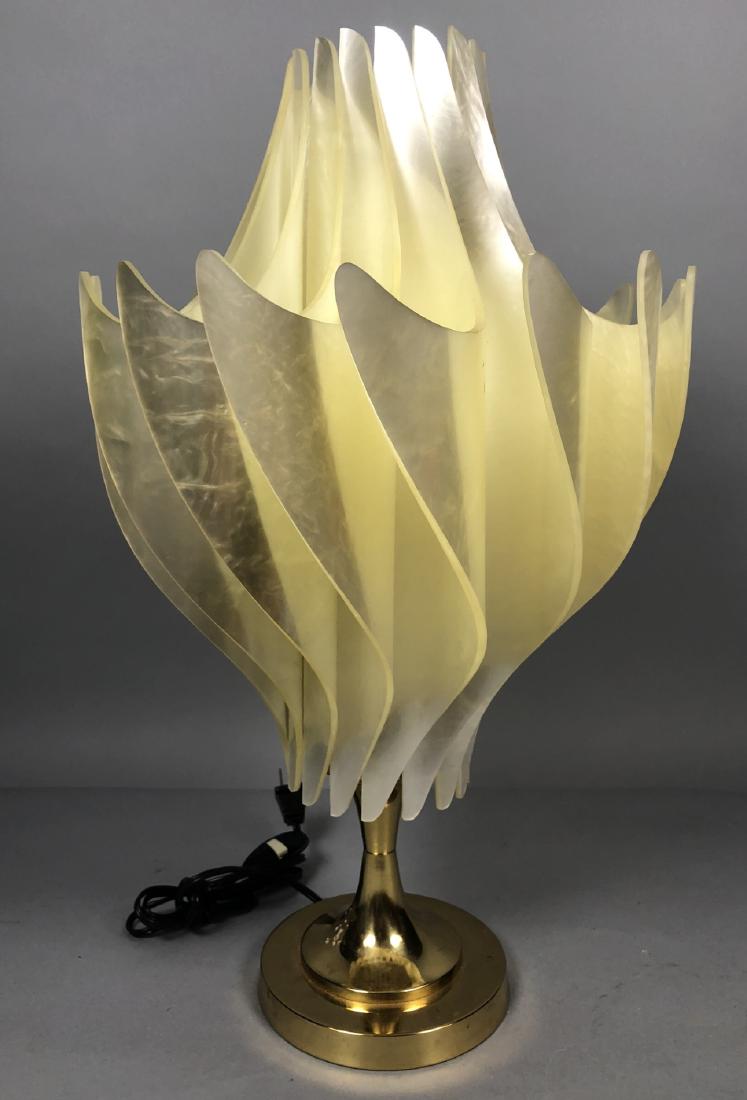 Rougier Style Pearlized Lucite Table Lamp. Curved (1 of 7)