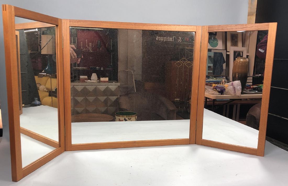 Danish Modern Teak Three Part Hinged Mirror. Fold (1 of 6)