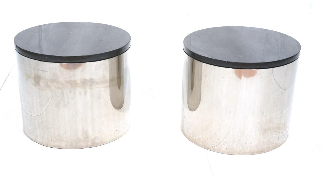 Pr BREUTON Granite Top Chrome Side Tables. 1.25" (1 of 11)