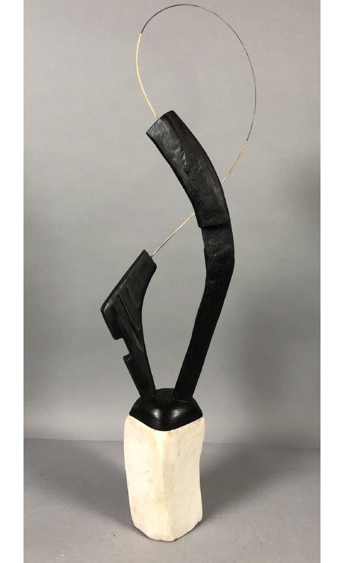 Modernist Marble Ebonized Wood Table Sculpture. R (1 of 8)
