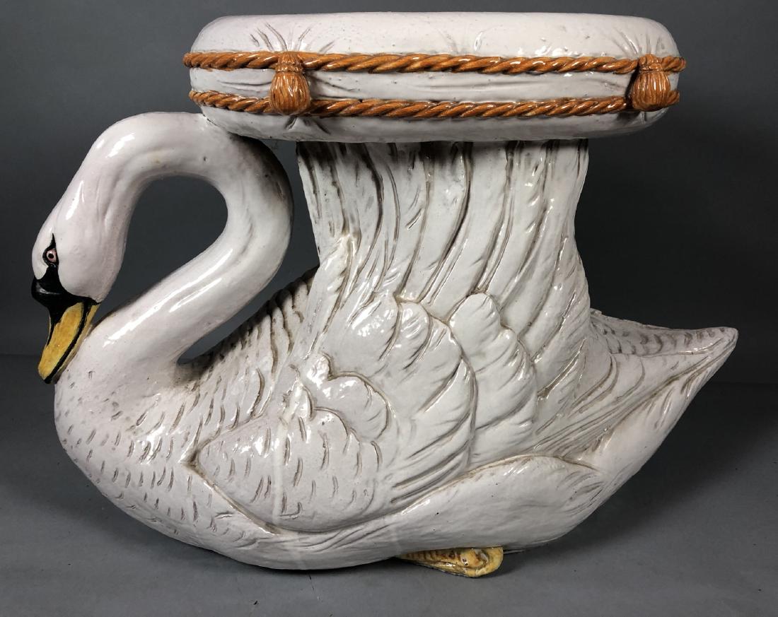Decorator Italian Pottery Swan Stool Ottoman. Lar (1 of 9)
