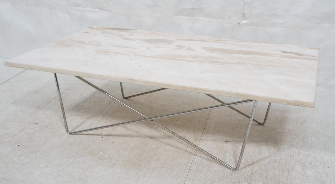 Marble Top Chrome Hairpin Iron X Base Coffee Tabl (1 of 9)