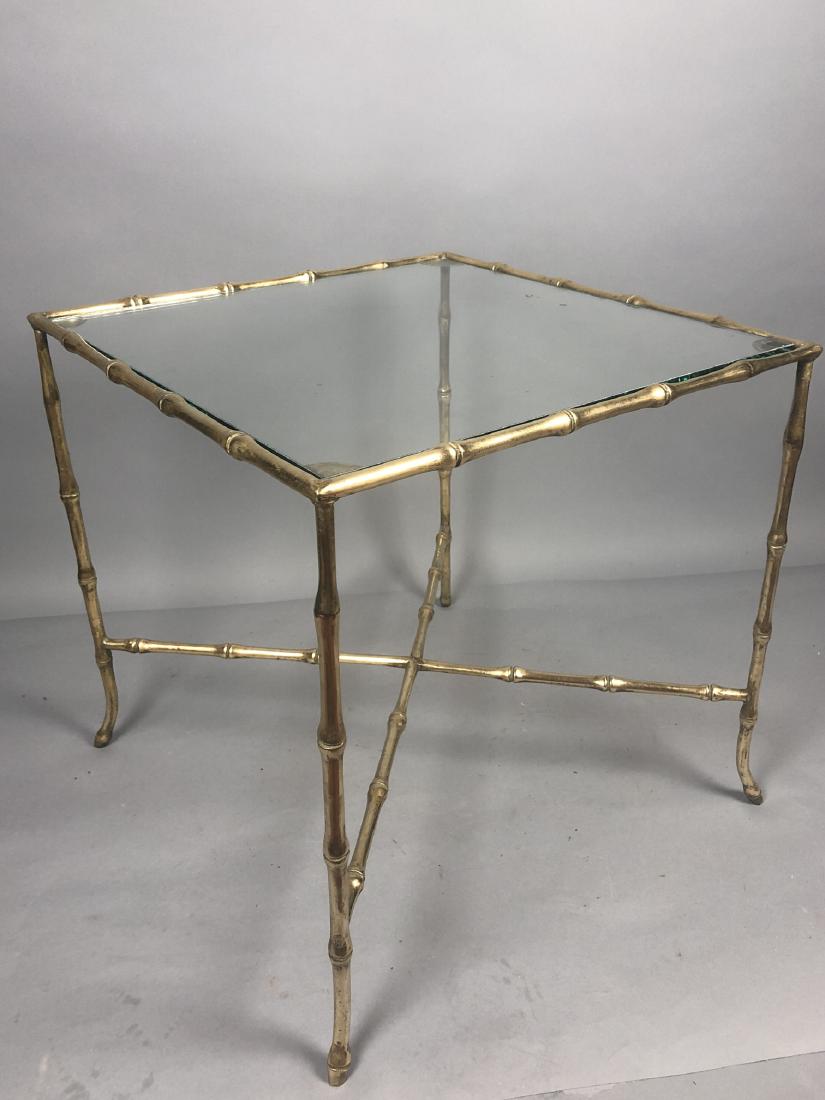 MAISON BAGUES Brass Faux Bamboo Square End Table. (1 of 5)