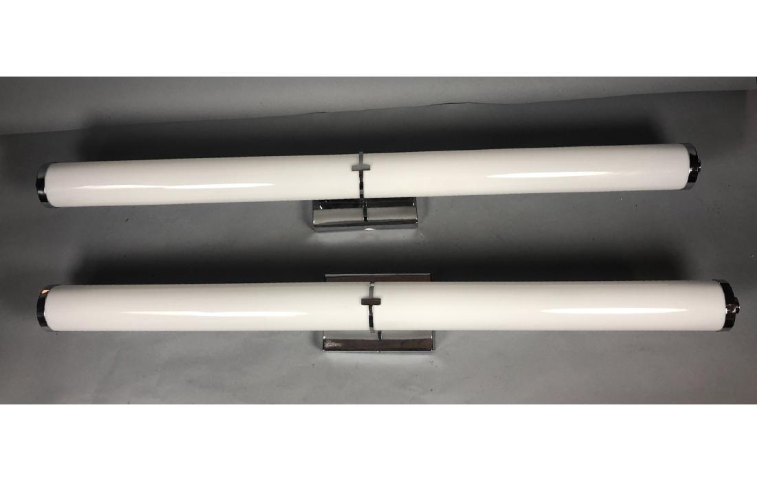 Pr Chrome White Plastic Tube Wall Sconces. Modern (1 of 9)