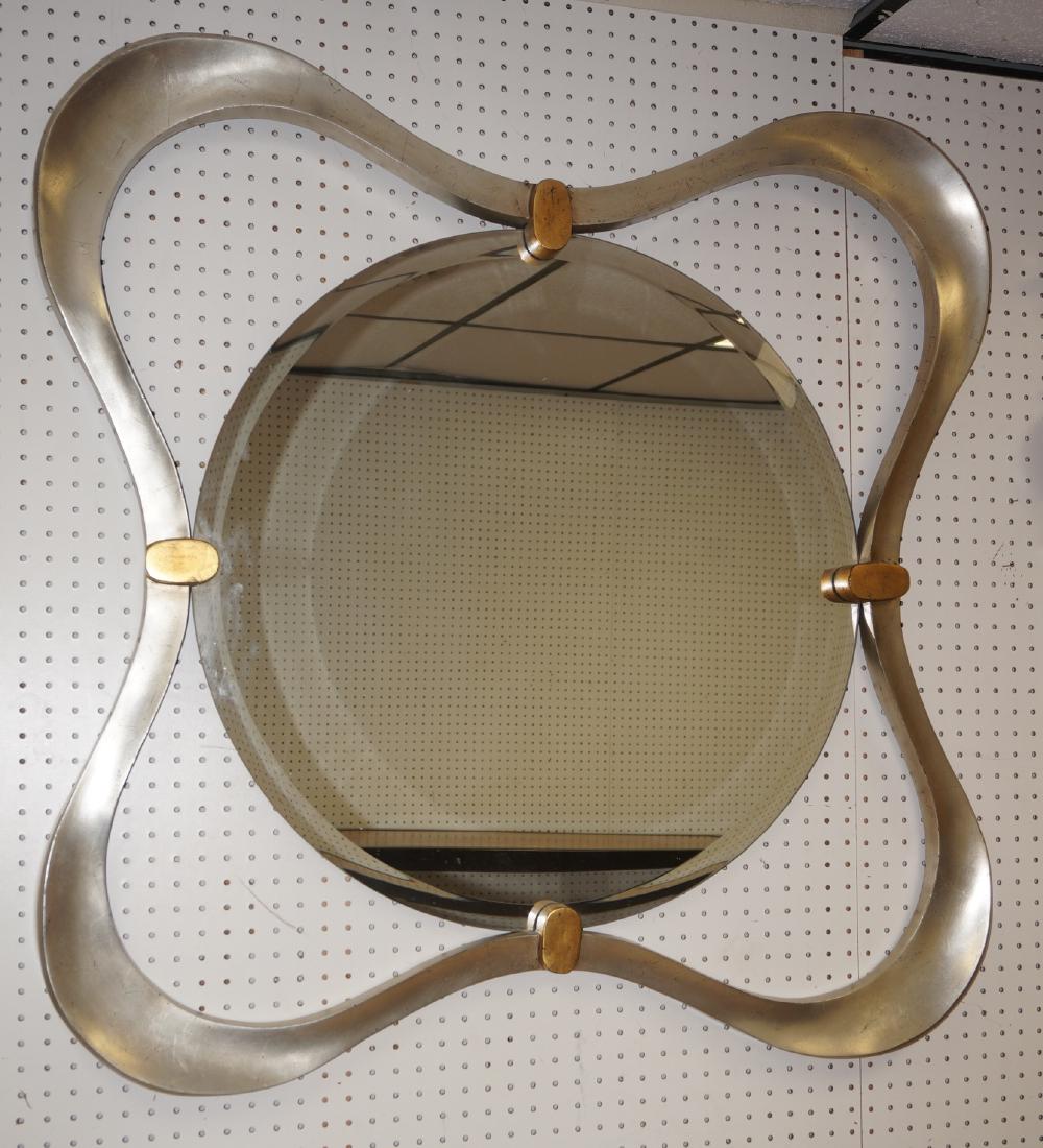 Modernist Silver Leaf Wall Mirror. Curved square (1 of 6)